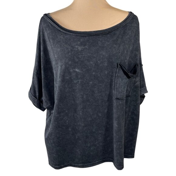 Ashlee by Amaryllis T-Shirt Oversized Washed out Black Size M Medium - Picture 1 of 6